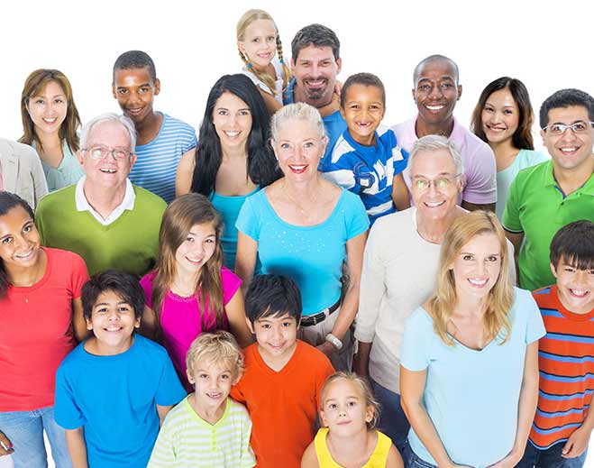 Diverse group of people standing together