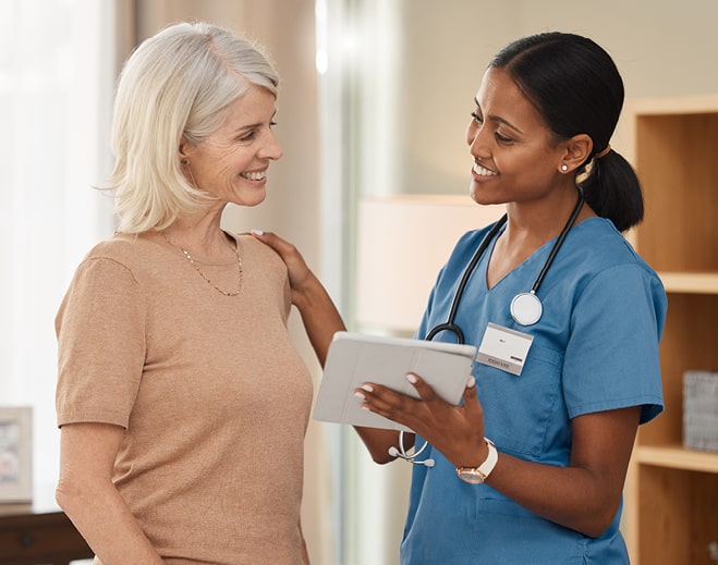 Healthcare provider reviewing care plan with patient