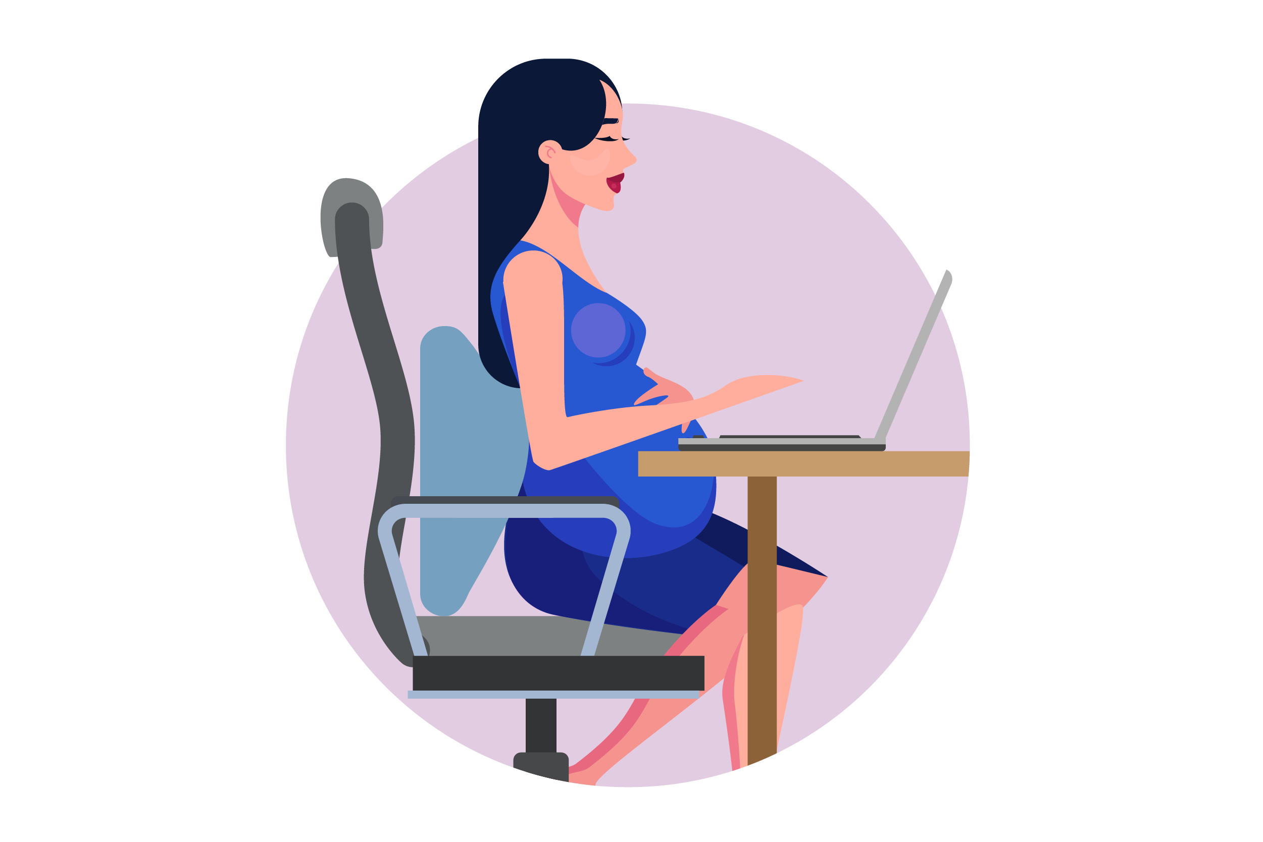 Back Pain During Pregnancy-2022-05 Pregnant person using laptop while sitting with back support