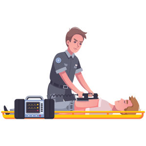 administrating-defibrillator Emergency responder performing chest compressions