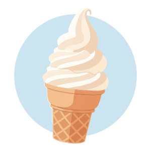 Vanilla soft serve ice cream cone