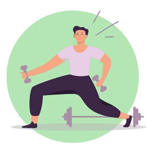 Strength training with dumbbells illustration